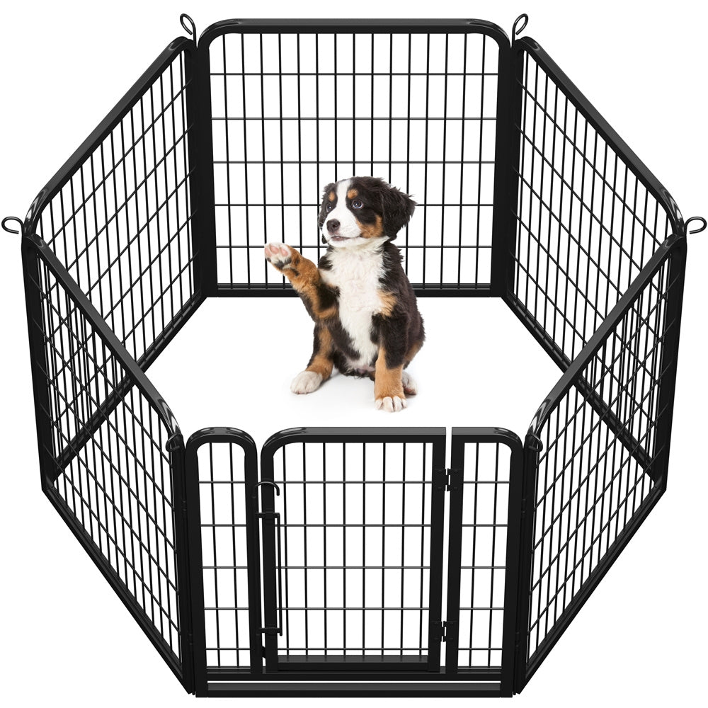 Corral para cachorros Costoffs de 65 cm de ancho x 80 cm de alto con paneles de malla, recinto plegable para perros con puerta y estacas de sujeción para uso en interiores y exteriores