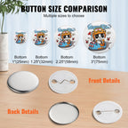 VEVOR 500 Juegos de Botones de 1.25 pulgadas (32 mm) para Máquina de Botones, Piezas para Creación de Insignias Redondas, Incluye Partes de Metal, Botones de Plástico/Metal, Película Transparente y Papel en Blanco para Regalos y Presentes