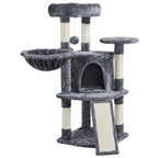 Costoffs Árbol para gatos de 107 cm con plataforma de observación, cueva para gatos, 5 postes de sisal, cueva de descanso, rascador y bola de felpa colgante, mueble para gatos