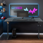 Mesa Gaming Mesa Gaming Escritorio Negro Tapa de Fibra de Carbono Mesa de Ordenador Gamer Mesa de PC Ergonómica con Agujero para Cables