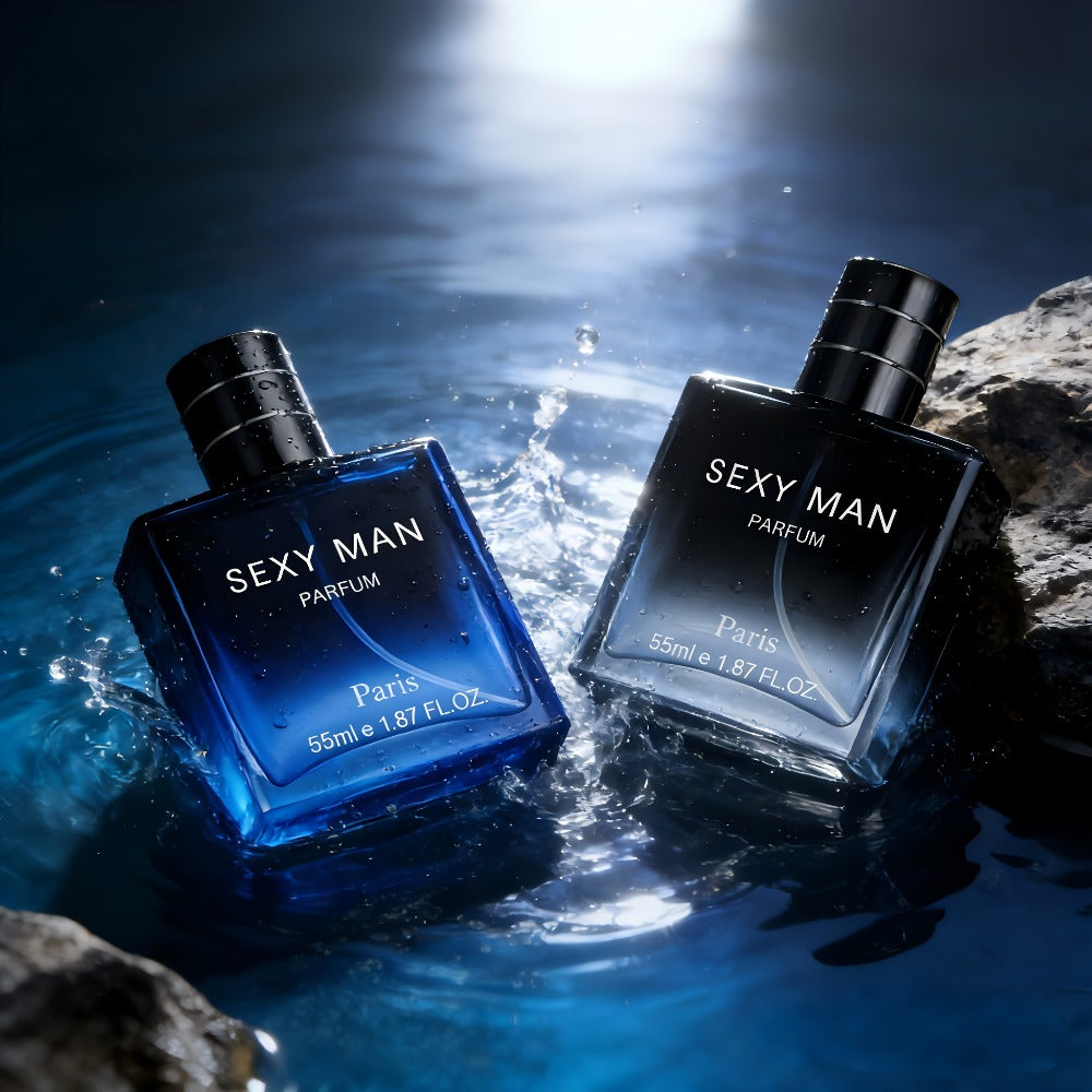 Set de Perfumes de 3 Opciones (Paquete de 2) (2 X 55 ml/1.8 oz) | Botellas con Degradado Negro/Azul | Aroma a Bergamota y Cuero | Perfecto para Inauguración de Casa y Uso Personal
