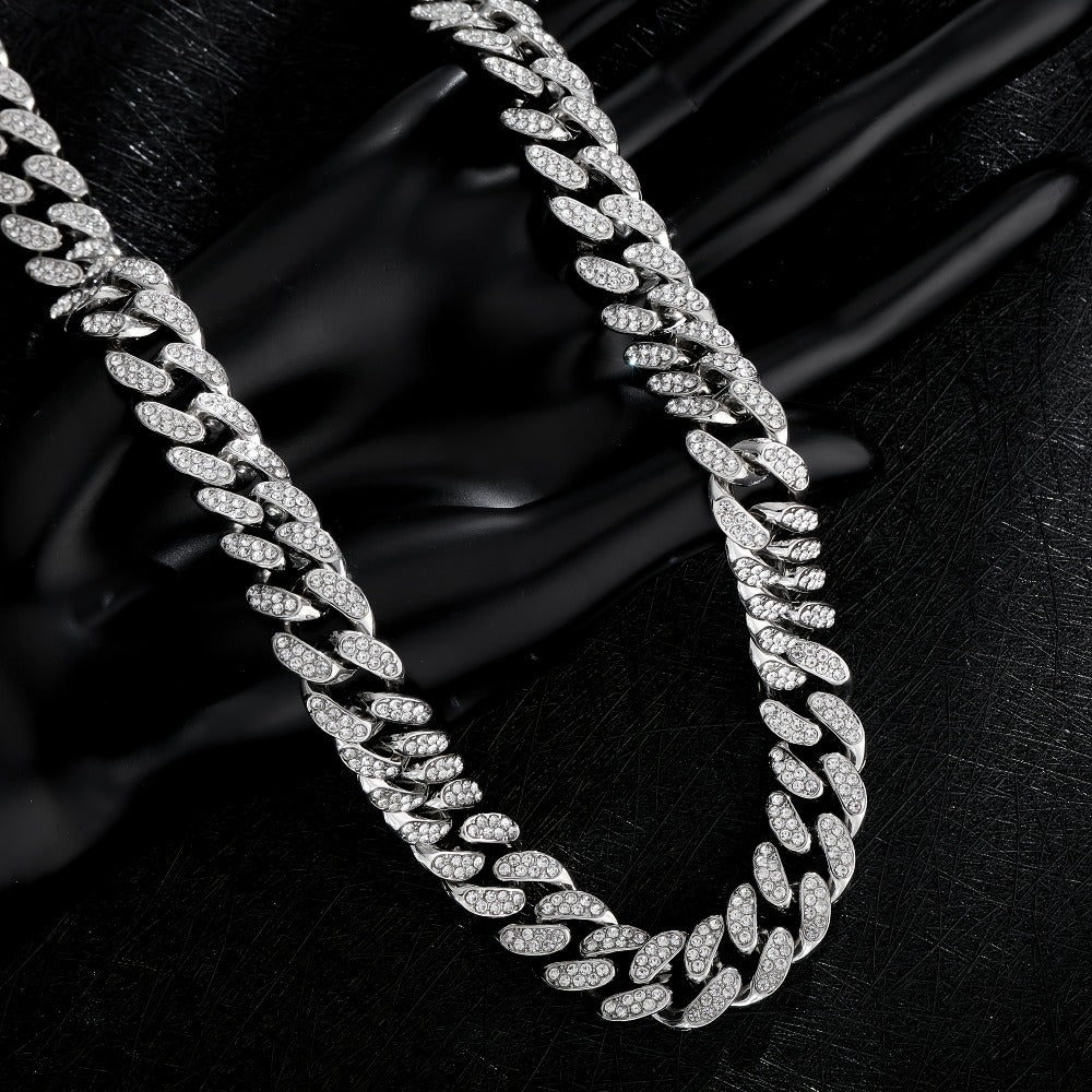 Juego de Joyería de Plata 925 con Cadena Cubana Incrustada con Zirconia 5A, Cadena Gruesa de Moda Hip-hop Casual, Ambiente de Lujo Generoso, Decoración para Fiestas y Banquetes, Hipoalergénico, El Mejor Regalo para Él, Empaque en Caja de Regalo Exquisita