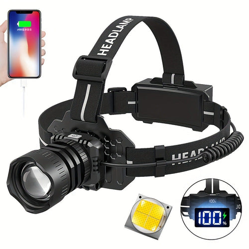 1/2pcs Linterna Frontal LED Recargable, 5 Modos de Iluminación con Luces de Advertencia de Luz Roja, Linterna Frontal Ajustable y Zoomable de 90° para Correr, Linterna Frontal de Caza Súper Brillante para Camping, Senderismo, Pesca, Running, Reparación de