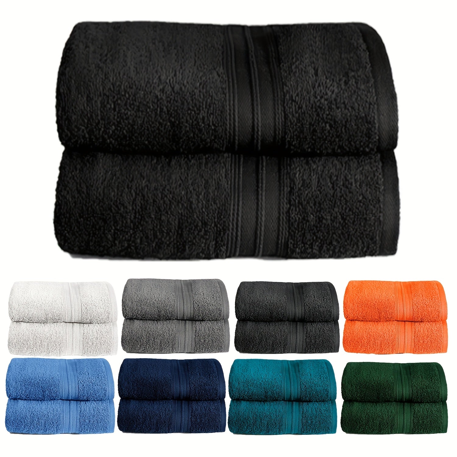 Paquete de 2 Toallas 100% Algodón 550gsm Extra Suaves, Super Absorbentes y Secado Rápido – Paños para Manos, Baño o Invitados 30x50cm, 50x100cm, 70x140cm - 9 Colores Disponibles