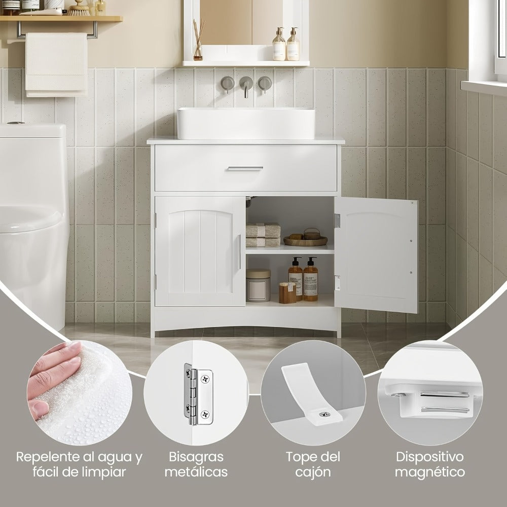 Armario de baño con espejo para medicinas aseo y almacenamiento del baño | 30 cm y 2 Compartimentos y Ajustable