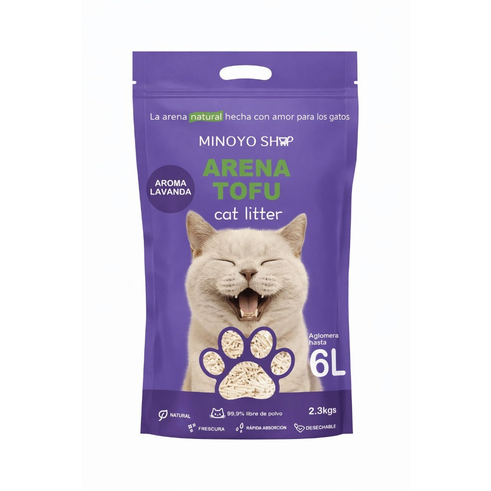 Pack de 1 Bolsa - Arena de Tofu para Gatos 6L - Sin Polvo Fácil de Aglomerar y Controla Olores -y Segura para Gatitos