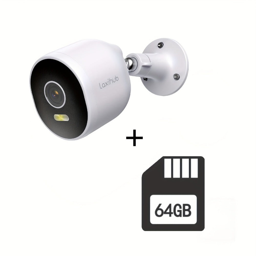 1/2/4 piezas Laxihub 3MP 1296P Cámaras de seguridad Wi-Fi para exteriores, Cámara interior para seguridad del hogar, para vigilancia de puertas domésticas, Audio bidireccional, Almacenamiento en la nube/tarjeta SD, Visión nocturna a todo color, Cámara dig
