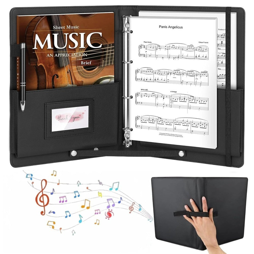 Carpeta de música A4 grande, carpeta de música de 4 anillos, 220 hojas máximas, para piano y actuación en escena