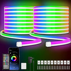 30m/20m/15m/10m/5m Luces LED Neon Flexibles Inteligentes con Control por App/Mando, Alta Calidad, Regulables, Lámpara RGB para Exteriores, Sincronización Musical o DIY, Función Temporizador para Habitaciones, Regalos