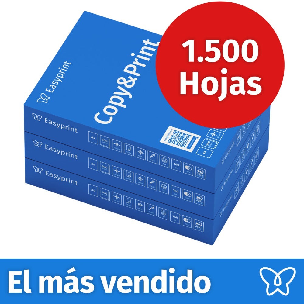 Papel para impresora Easyprint, papel de fotocopia de 1500 hojas, 3 x 500 A4 Premium, blanco alto CIE 160, certificado PEFC