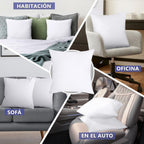 Relleno Cojín de Fibra Hueca Siliconada Alta Recuperacion 2 / 4 Unidades, Guata Poliester 100% Indeformable, Antialérgico, Hipoalergénico, Adaptable a Todas las Fundas, Suave, Mullido, Transpirable