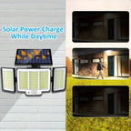 Juego de 2/4 piezas de luz solar para exterior, luz solar con sensor de movimiento de 348 LED y control remoto, luz de pared solar con 3 modos de iluminación, reflector de seguridad de gran angular de 270°, para porche, patio, jardín, garaje, pasillo, ter