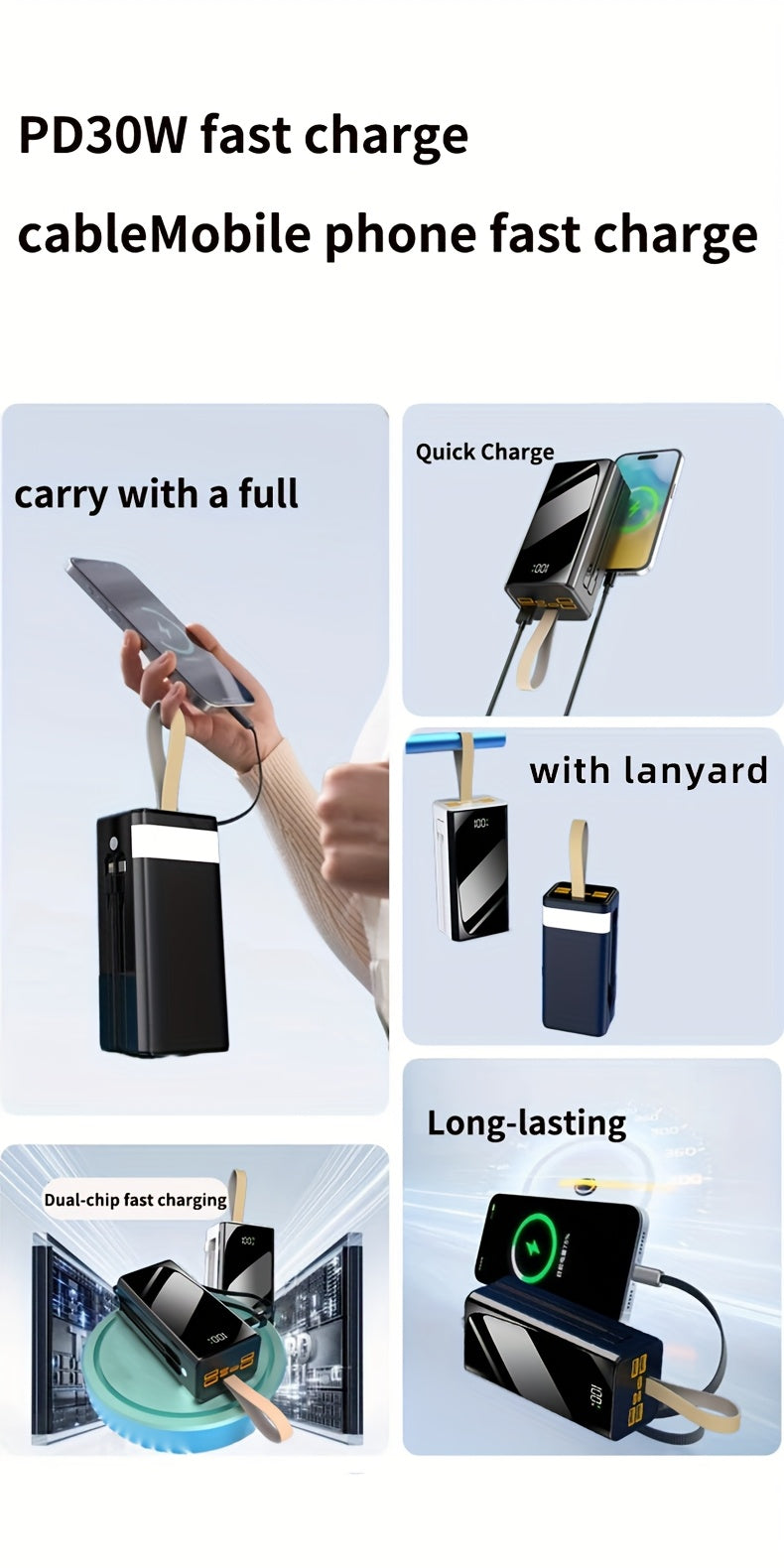 Power bank para carga durante viajes y uso diario | 80000mAh y 30W