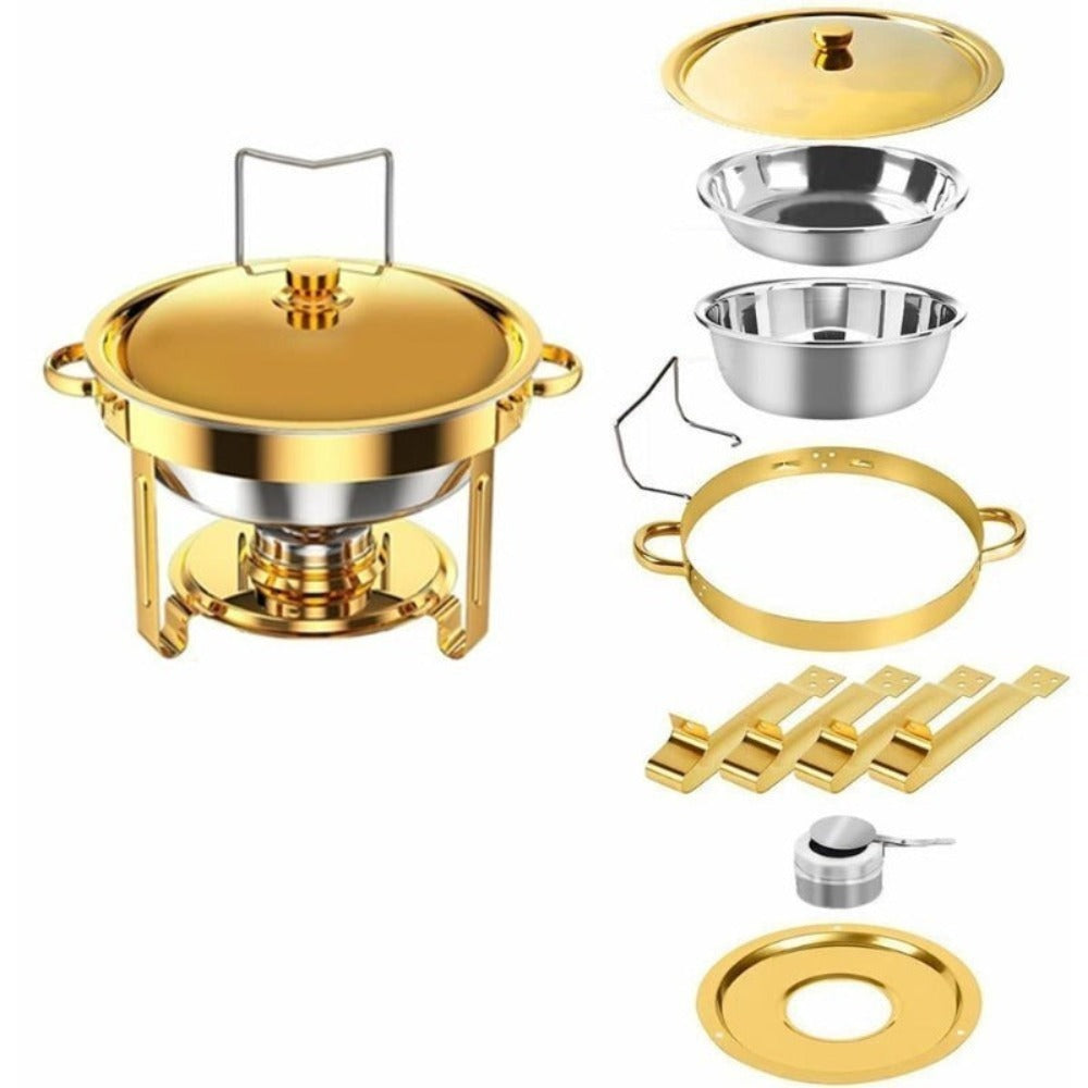 Enfriador de Alimentos de Acero Inoxidable Dorado 1/2/4/6, Contenedor de Catering para Buffet con Tapa para Boda/Banquete de Año Nuevo, Exclusivamente para Cocinar (exclusivamente para cocinar)