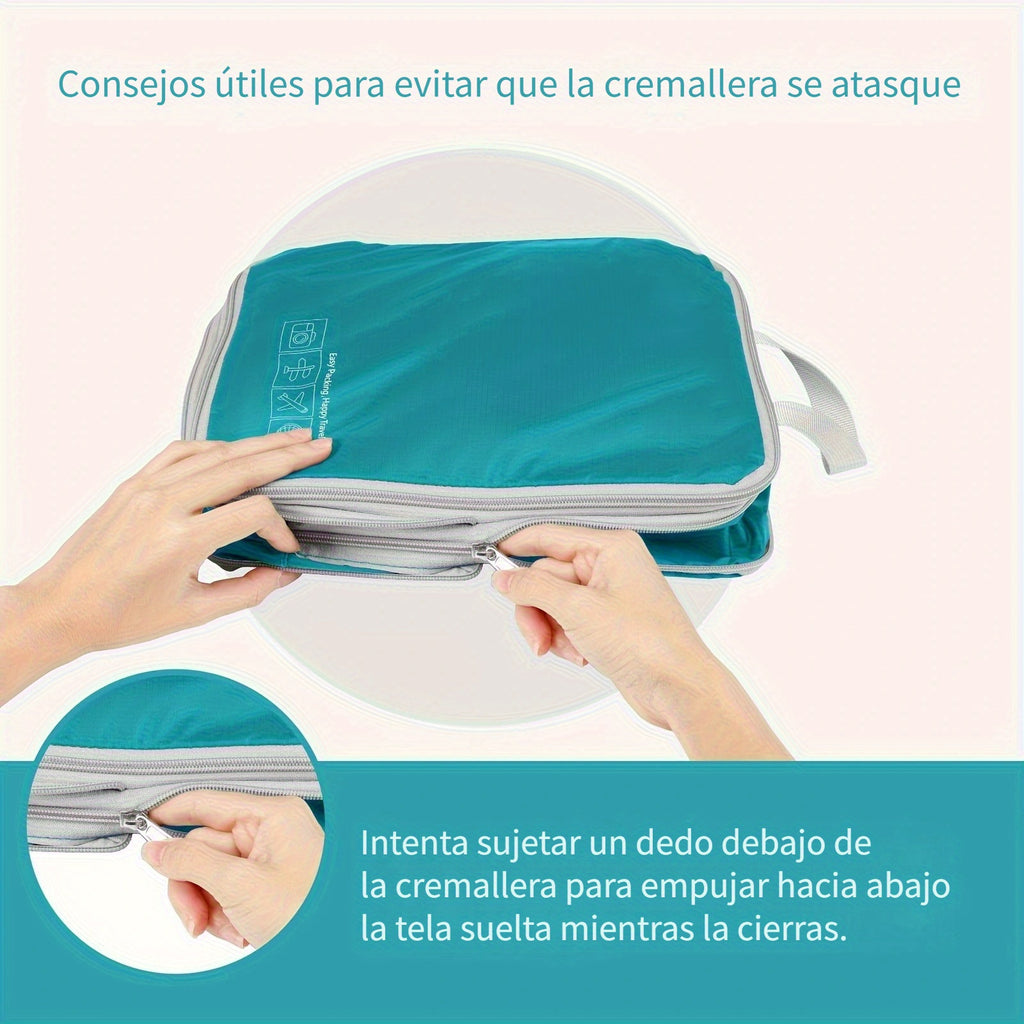 Juego de 5 bolsas de almacenamiento de viaje para protección de ropa - 2 pequeñas, 1 mediana y 2 grandes.