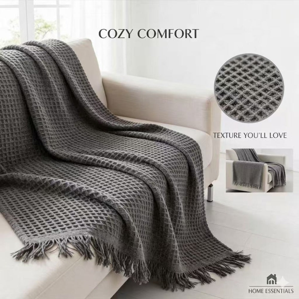 Colcha Multiusos de Algodón para Sofá y Cama, Manta Multiusos Four Seasons con Flecos, Cubresofá Elástico y Transpirable, Protector de Sofá Cubrecama Moderno