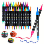 ["60/48/30 Colores Pintura Acrílica] Rotuladores de Pintura Acrílica de Doble Punta para Uso Artístico Profesional, Bolígrafos de Pintura Acrílica con Punta de Pincel y Punta Fina, Huevos, Madera, Roca, Plástico, Piedra, Vidrio, Cerámica"