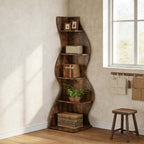 Estantería de esquina, moderna estantería de pared de esquina de 5 niveles, elegante estantería pequeña de esquina para libros, estante de almacenamiento, soporte para plantas con forma única para trastero, oficina, (1 pieza, blanca), mini estantería, est