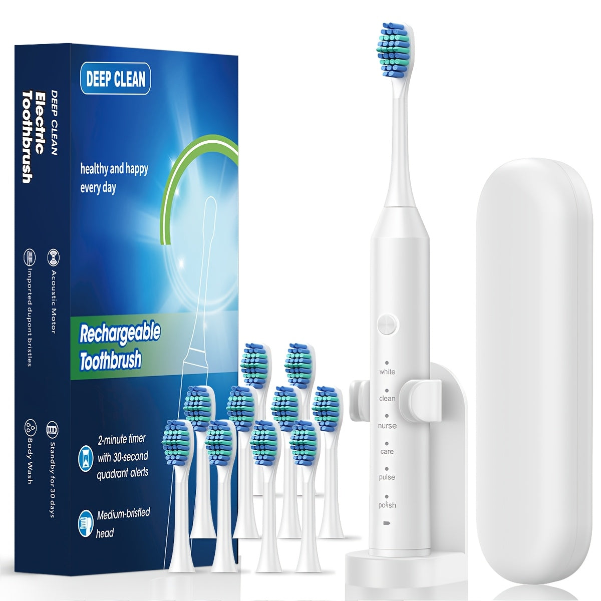 Cuidado bucal | Cepillo de dientes eléctrico inteligente para adultos con 6 modos de limpieza (limpieza profunda, blanqueamiento, cuidado de
