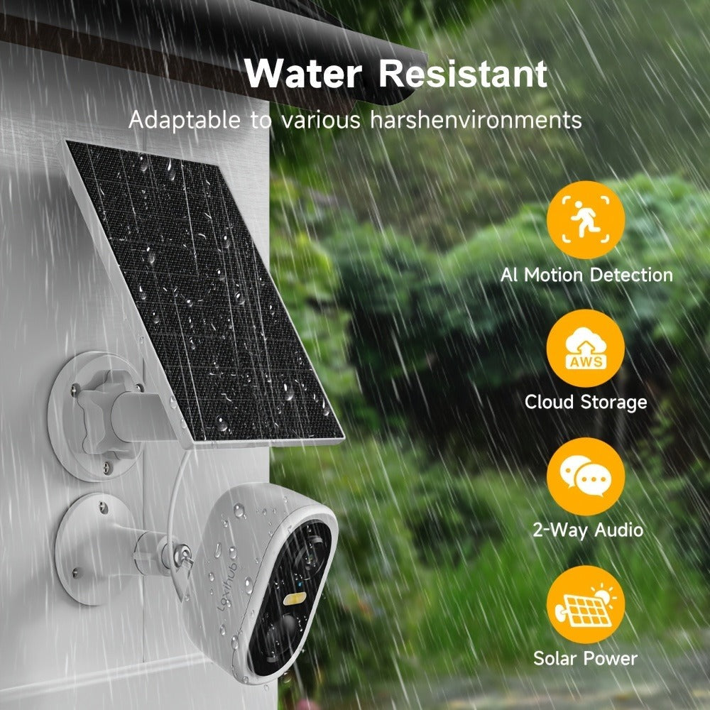 Cámara de Seguridad Inalámbrica Solar Arenti para Exteriores, Cámara de Seguridad para Hogar y Jardín, Cámara CCTV, Alimentación por Batería Solar Sin Cables, Cámara de Vigilancia con Batería, Nube/SD, Detección de Movimiento con IA, Foco, IP65, Visión No