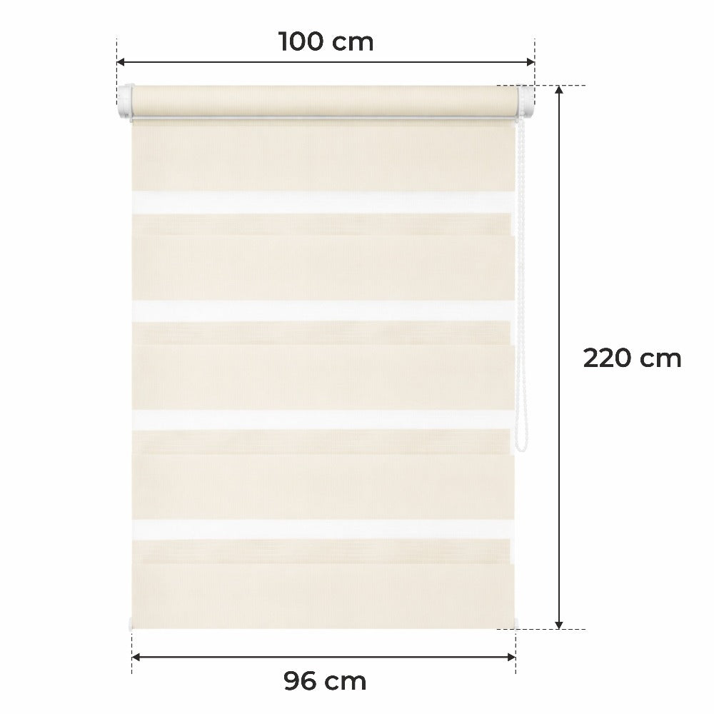 Cortina Opaca Día y Noche - BEIGE - 32 Tamaños - BOJANEK DÍA & NOCHE - No Invade la Ventana, Instalación Sin Taladrar, Regulación por Cadena, Soportes Ajustables para Diferentes Grosores de Ventana, Diseño Moderno, Protección Contra la Luz y la Privacidad