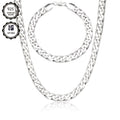 Juego de joyería plateado en plata de 925, collar de eslabones cubanos de 8 mm + juego de pulsera, joyería minimalista, regalo para el Día de San Valentín, Día de la Madre, Día del Padre, empaque en caja de regalo