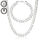 Juego de joyería plateado en plata de 925, collar de eslabones cubanos de 8 mm + juego de pulsera, joyería minimalista, regalo para el Día de San Valentín, Día de la Madre, Día del Padre, empaque en caja de regalo