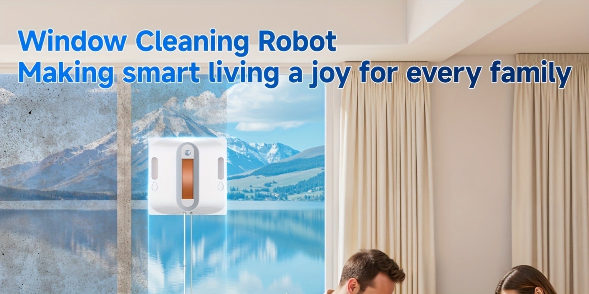 Robot de Limpieza de Ventanas Cuadrado 2025, Producto Electrónico Inteligente, Succión Grande de 7.5KPa, Planificación Inteligente de Rutas, Sistema de Protección de 8 Capas, Limpieza de Bordes, Paño Lavable, Boquillas Dobles de Doble Cara, Visualización