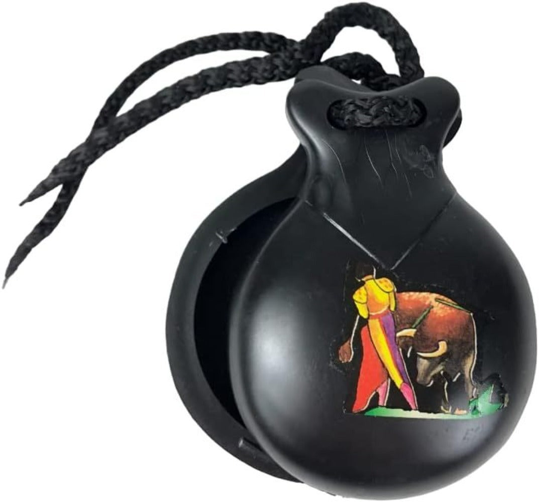 Castañuela española souvenir, color negro con dibujos típicos españoles.