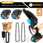 Jemi Tool Mini Motosierra 15.24cm con Batería 1/2 X 21V, Potente Motosierra Eléctrica Pequeña Portátil de Mano con Lubricador Automático, Ligera, 1.0 KG, de Mano, Fácil para Podar, Cortar, Recortar