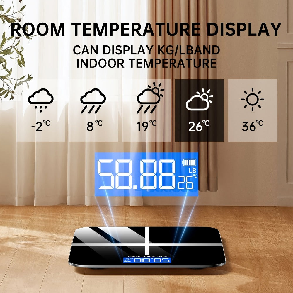 Báscula Electrónica de Peso, Báscula Digital para Baño de 179,62 kg, Báscula de Alta Precisión con Pantalla LCD de Alta Definición y Visualización de Temperatura (Intercambiable entre KG y Escala), Plataforma Ultra Ancha, Pesaje Electrónico de Alta Precis