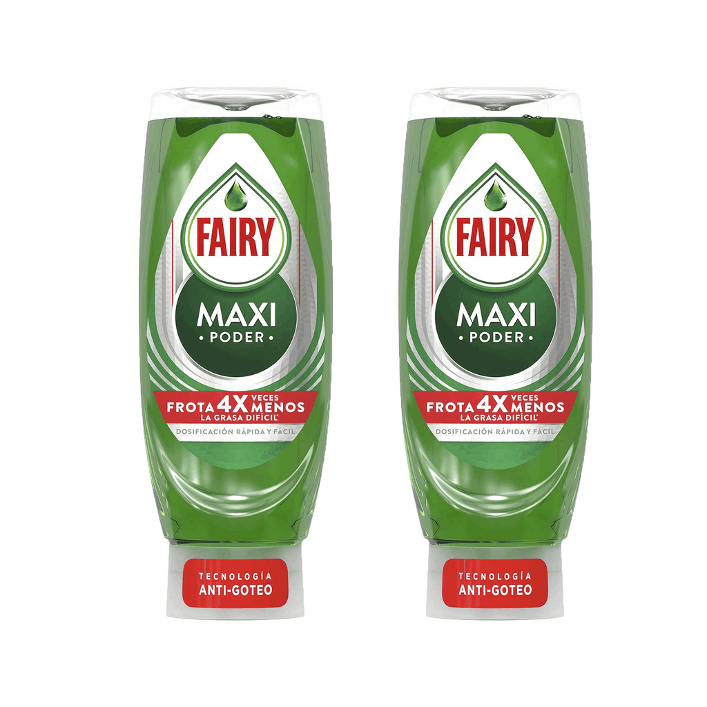 FAIRY Maxi Poder Duplo 900 ml Lavavajillas Liquido a Mano 2x450 ml Con Poder Antigrasa, Limpieza Facil Platos, Ollas Y Sartenes Mas Grasientas