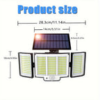 Juego de 2/4 piezas de luz solar para exterior, luz solar con sensor de movimiento de 348 LED y control remoto, luz de pared solar con 3 modos de iluminación, reflector de seguridad de gran angular de 270°, para porche, patio, jardín, garaje, pasillo, ter