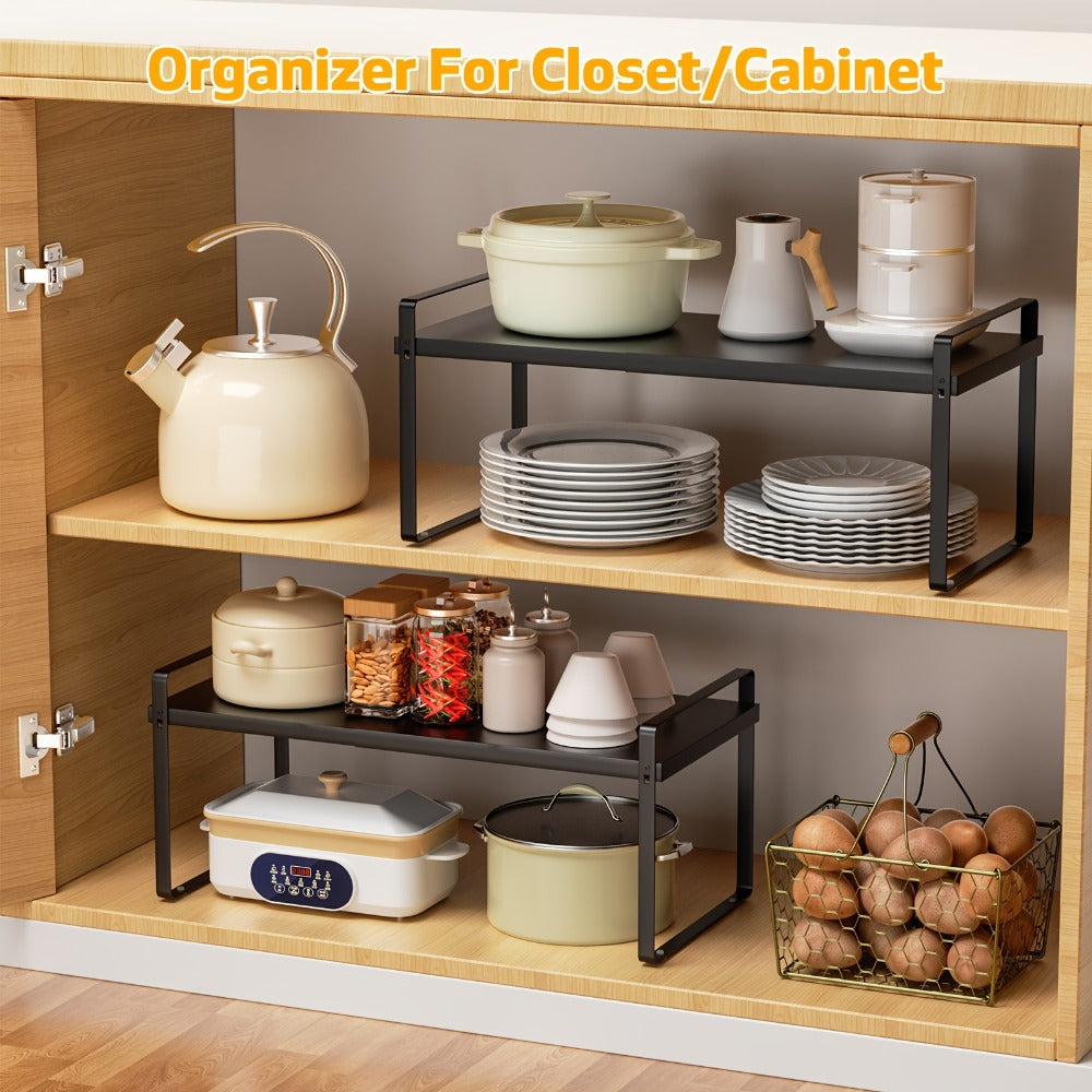 Estantería de cocina extensible para 1pc/2pcs, estante dorado para almacenamiento de especias, adecuado para encimeras de cocina, despensa, armarios, refrigerador ()