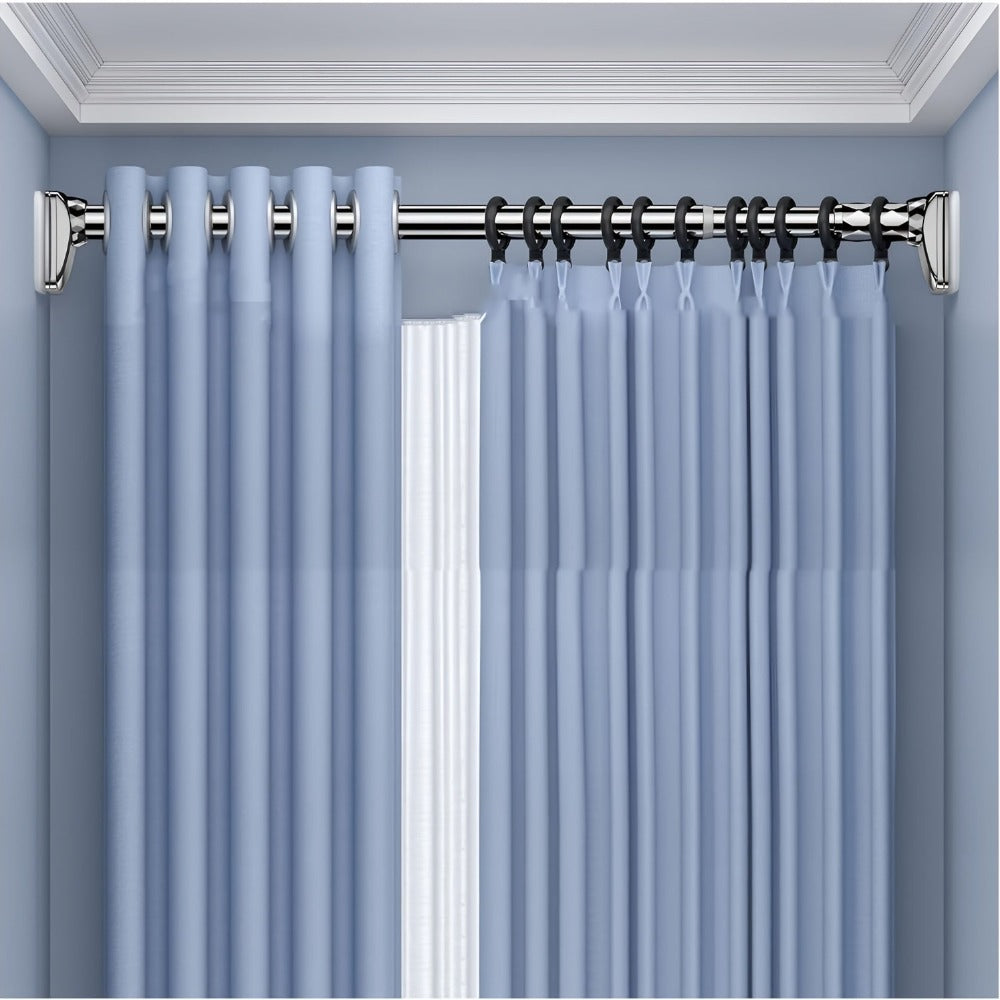 Barra de cortina de ducha ajustable de acero inoxidable, barra de tensión para cortinas, para ventana, armario, cocina