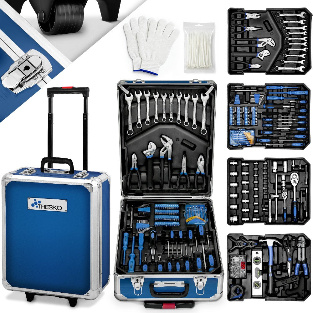 TRESKO® Juego de Herramientas Completo de 1400 piezas | Gabinete de Herramientas Lleno | Caja de Herramientas XXL | Bolsa de Herramientas con Herramientas | Carro de Herramientas | Acero al Cromo-Vanadio