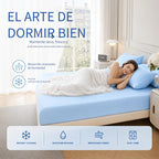 Sábana bajera ajustada fresca de verano - Suave con la piel y transpirable, que absorbe la humedad, protector de colchón acolchado antideslizante con elástico de 360°, resistente a las arrugas, a la decoloración y al encogimiento, lavable a máquina (funda