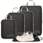 Juego de 5 bolsas de almacenamiento de viaje para protección de ropa - 2 pequeñas, 1 mediana y 2 grandes.
