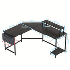 Escritorios | Mesa de ordenador para juegos en la esquina, mesa para jugadores de 135 cm x 55 x 74 cm en forma de L con soporte para pantalla