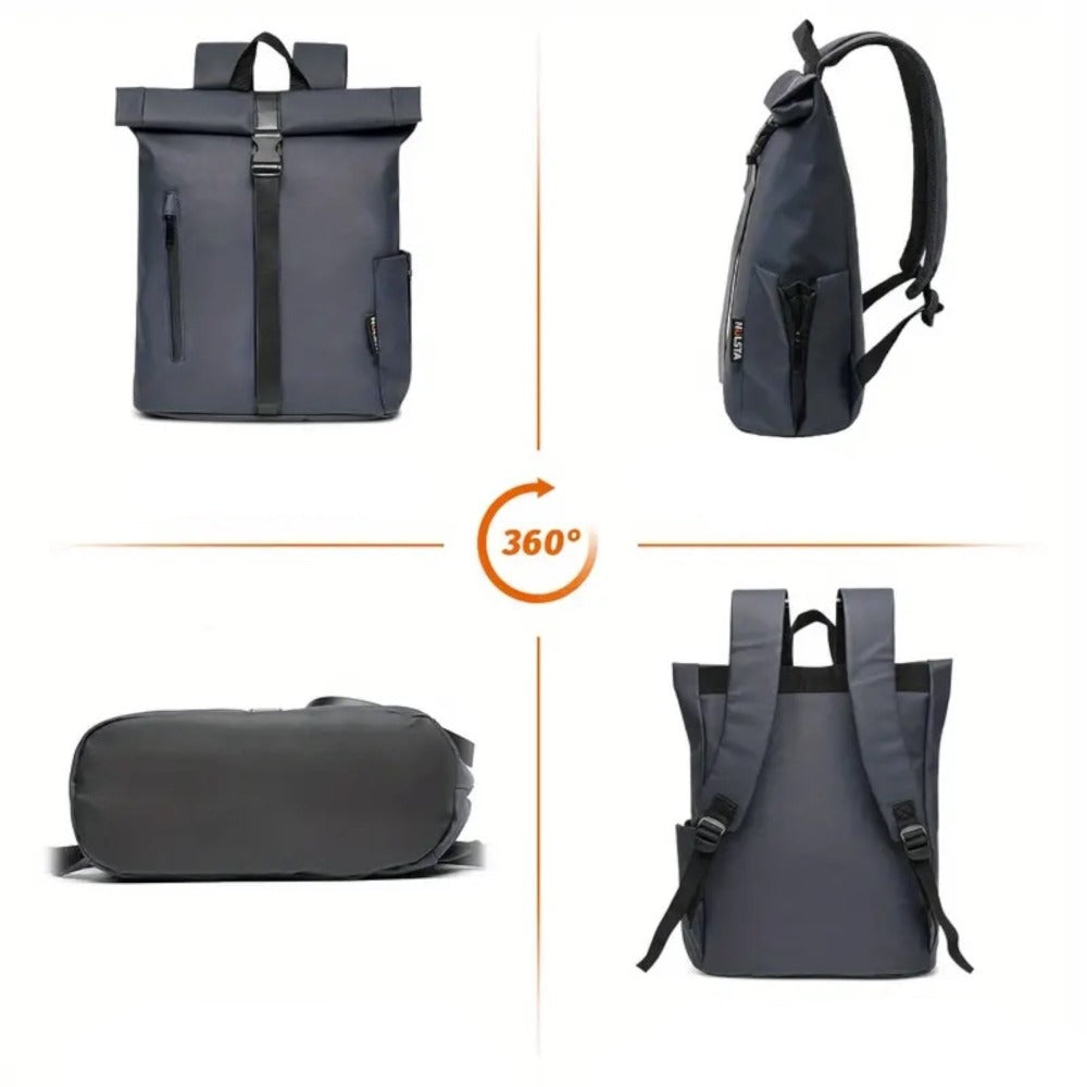 Mochila Enrollable para Hombre, Mochila Mujer para Portátil 15.6 Pulgadas, Moquera de Viaje Ligera para Hombre y Mujer de 21-25L, Bolso Escolar con Múltiples Compartimentos, Mochila Duradera de Capa Suave para Deportes al Aire Libre, Trabajo.