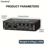 Interfaz de audio profesional Depusheng, tarjeta de sonido, 24 bits/192 kHz, XLR y alimentación fantasma, para guitarra eléctrica, PC/streaming/Win, alimentación por USB