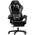Silla de Juegos Furnishia con Reposapiés, Silla de Computadora Ajustable en Altura con Soporte Lumbar y Reposacabezas para Adultos, Silla de Oficina Giratoria 360 Grados para Oficina, Dormitorio, Estación de Trabajo Robusta