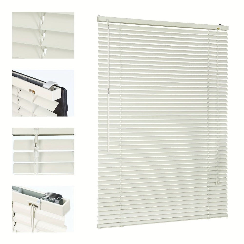 Persiana veneciana Sekey Klemmfix para ventanas, de suspensión libre, lamas de aluminio de 25 mm, con perforación, incluye material de montaje, persiana de aluminio, sin perforación