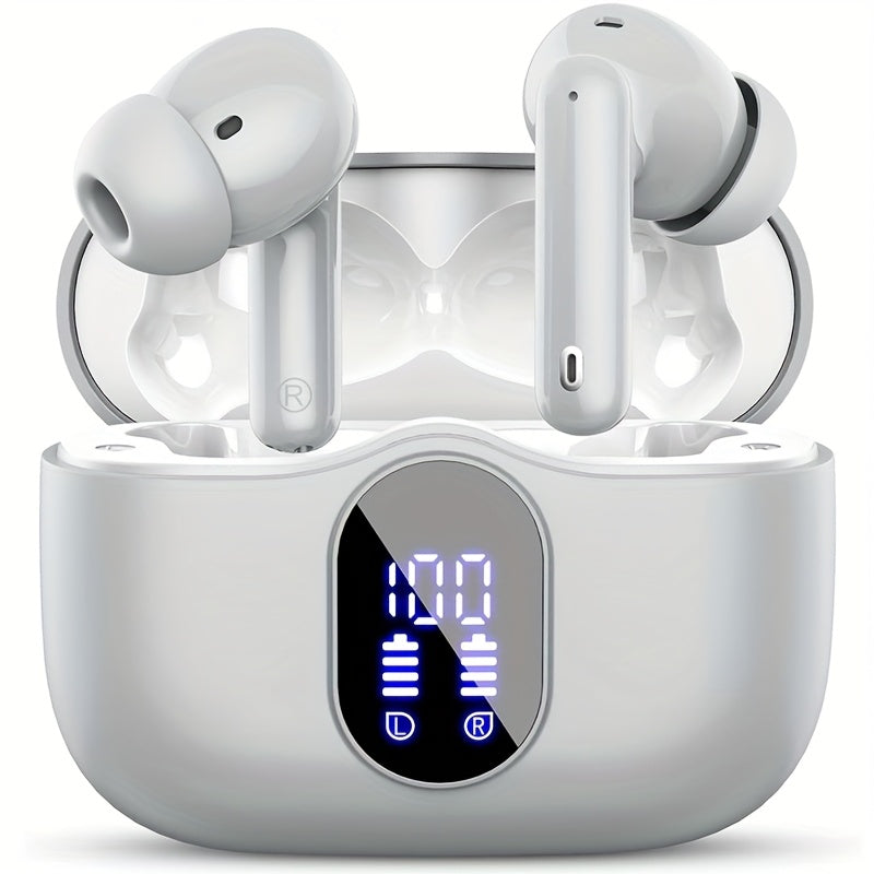 Auriculares Bluetooth | Audífonos Inalámbricos 5.3 con Bajo Profundo Estéreo, 36H de Reproducción & Caja de Carga LED, Micrófonos Reductores de