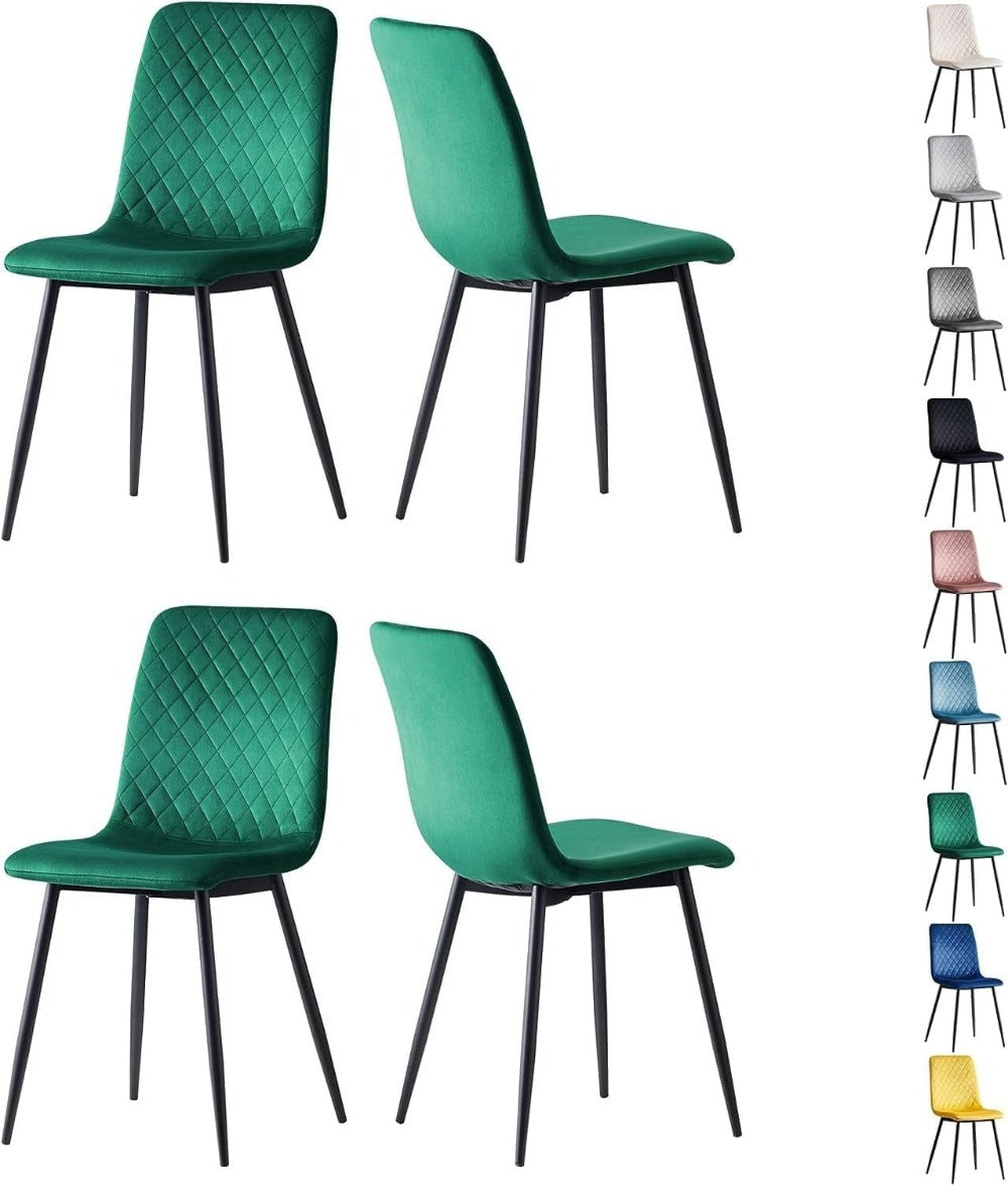 Sillas de comedor MCC Direct en conjunto de 4 piezas Hechas de terciopelo, patas de metal, sillas Lexi, sillas de diseño