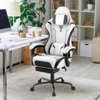 Silla Gaming Ergonómica con Soporte Lumbar Ajustable, Reposacabezas, Reposabrazos y Reposapiés, Ideal para Oficina y Gaming en PC, con Inclinación de 135° y Capacidad de Peso de 150 Kg