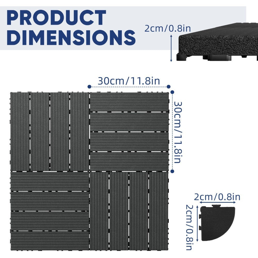 44 piezas de baldosas de composite para terraza exterior de 29.97 X 29.97 cm, pisos entrelazados para terraza, baldosas de piso de terraza rápidas, pisos impermeables para patio, balcón, jardín y exteriores, 44 baldosas por caja de 43.05 pies cuadrados, 1