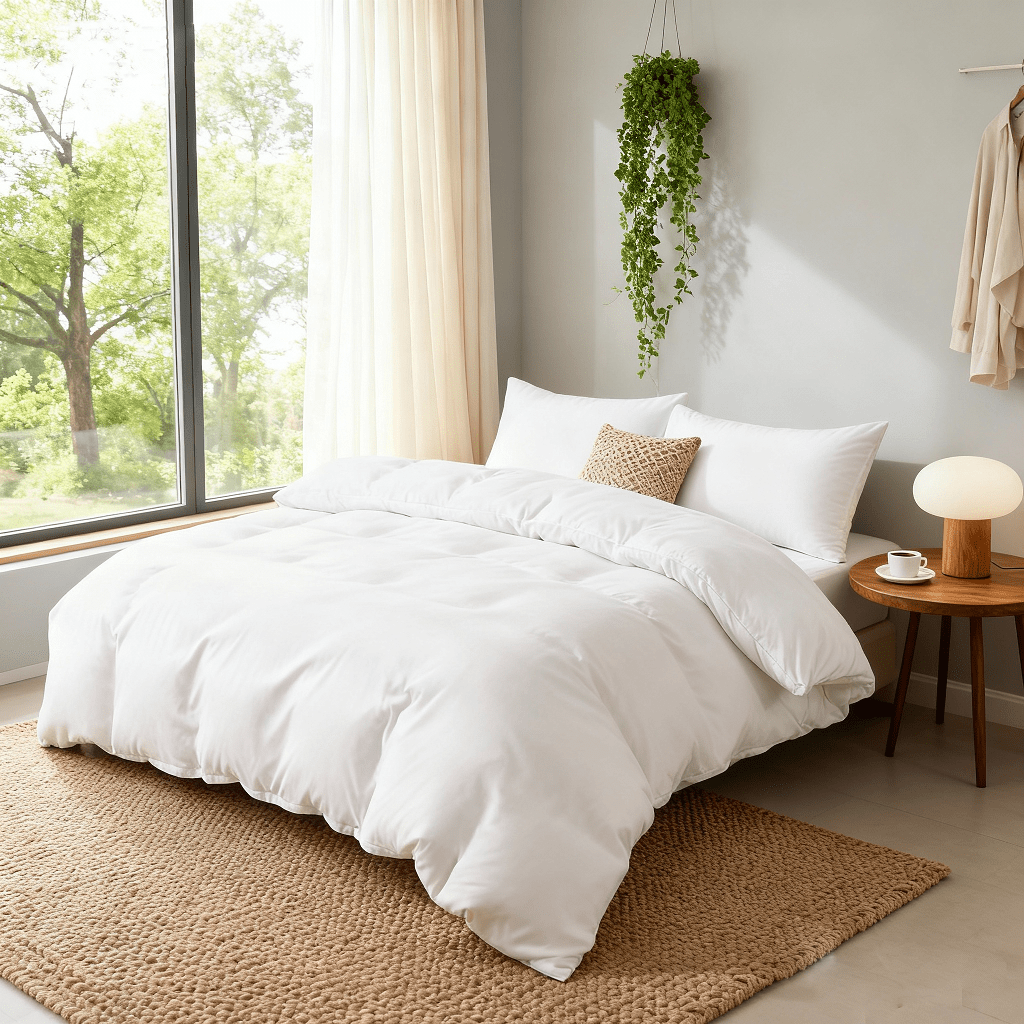 Juego de funda nórdica para cama 90-180 | Poliéster microfibra Incluye 1 funda de edredón y 1 funda de almohada (50×75 cm). Diseño liso, elegante y versátil. La funda de edredón puede utilizarse como colcha o sábana