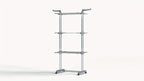 Torre secadora de ropa plegable, torre de metal resistente para lavandería con ruedas, 3 niveles de metal con 6 alas plegables y 2 paneles giratorios, diseño que ahorra espacio, construcción robusta, apta para uso en exteriores e interiores, tendederos