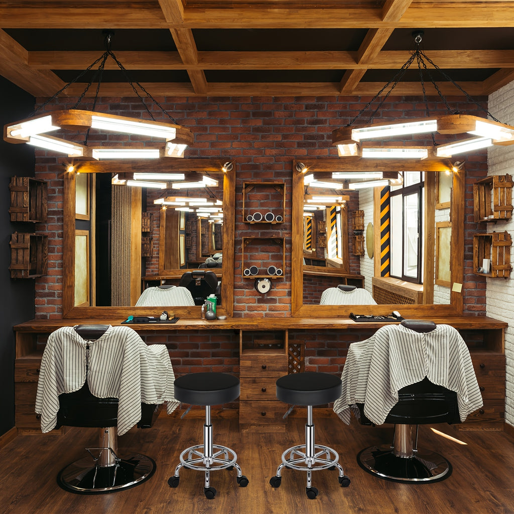 Taburete Negro Giratorio con Reposapiés Ergonómico Ajuste de Altura de Trabajo de Oficina Silla de Masaje para Spa Salón de Tatuajes Clínica Dental Belleza